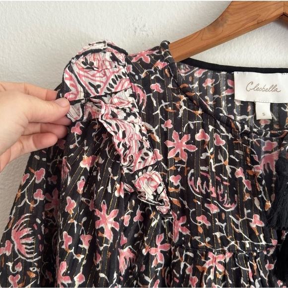 Cleobella Sz Small Brynlee Floral Top Organic Cotton Lurex Balloon Sleeves - Picture 8 of 11